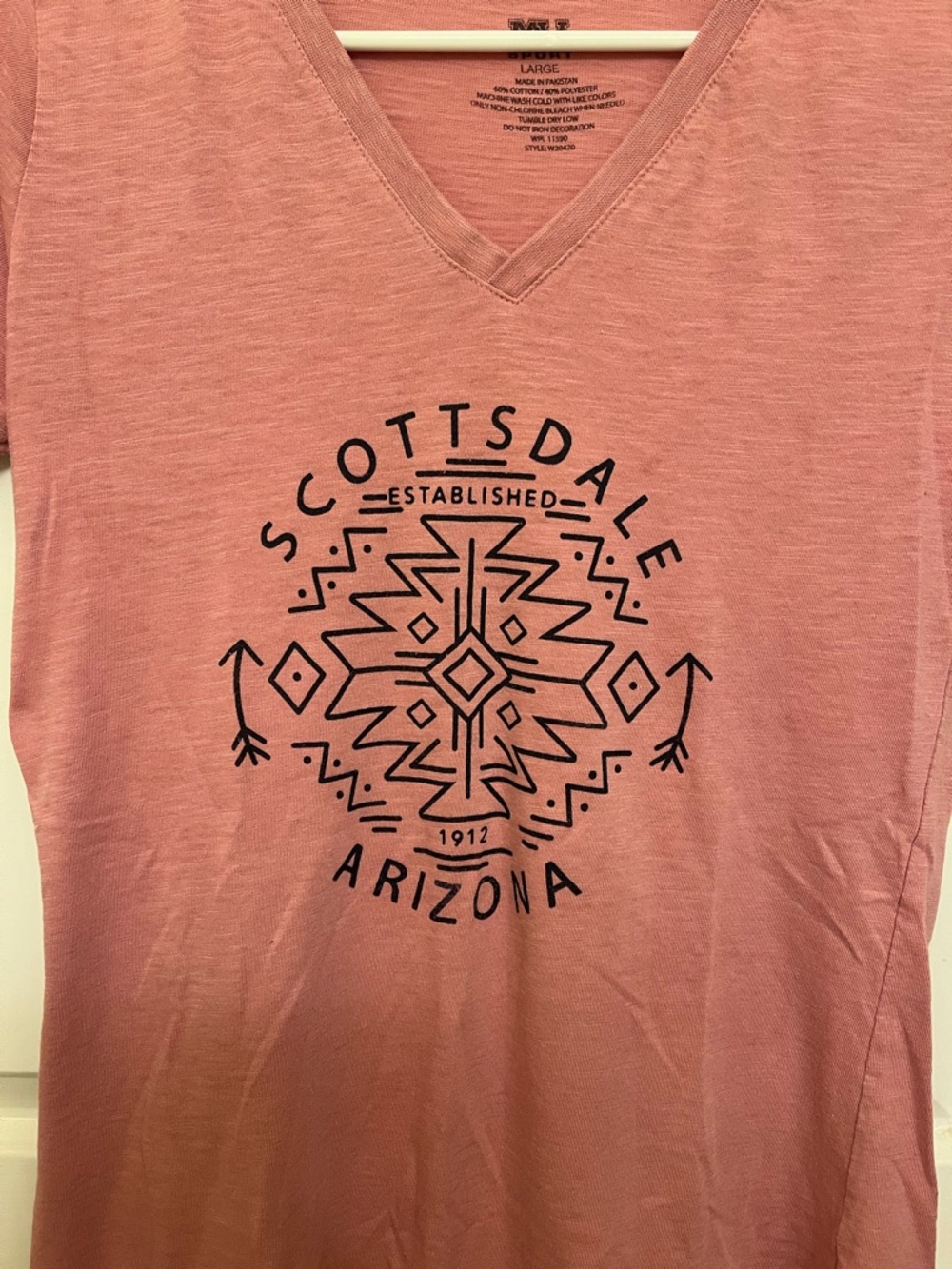 Scottsdale Arizona V-Neck MV Sport Casual Vacation Brownish Orange T-Shirt - Picture 3 of 4